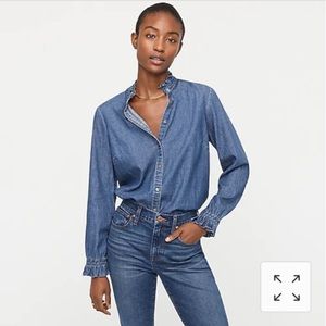 JCrew ruffle denim shirt